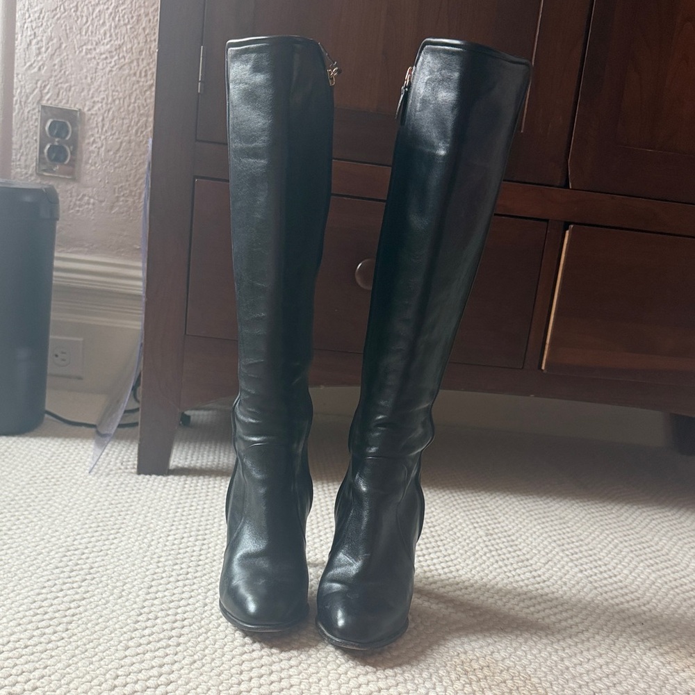 Salvatore Ferragamo Black Over-the-Knee Leather Boots